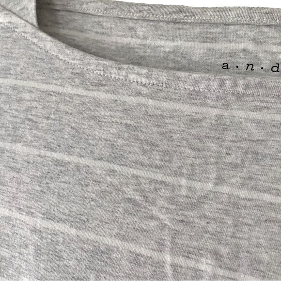 a new day Boatneck Heather Grey Striped Tee Shirt Size M - Picture 2 of 6